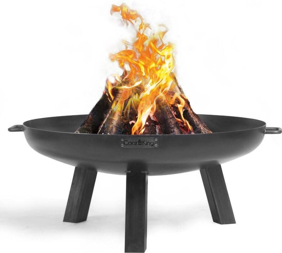 CooKking Vuurschaal Polo-70 cm Multifunctionele vuurschaal Staal Zwart- Vuurkorf Vuurschaal BBQ Vuurschaal voor buiten Terraskachel Tuinkachel