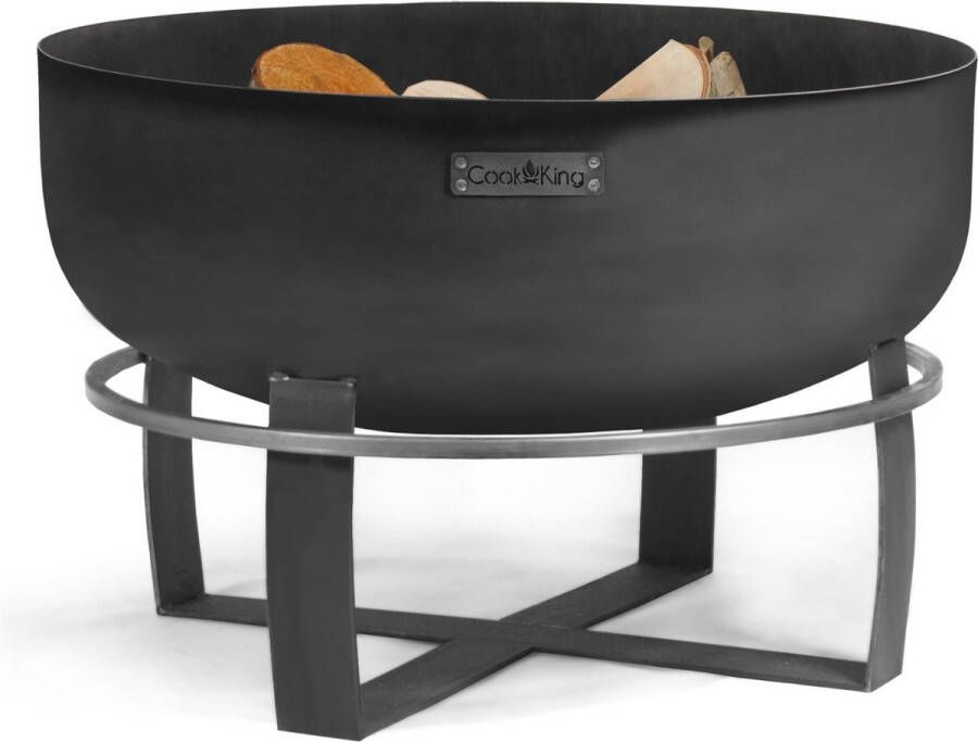 CooKking Vuurschaal Viking XXL 80 cm L 80 x B 80 x H 50 cm Staal ZwartVuurkorf – Vuurschaal – Vuurschaal voor Buiten – Terrashaard – Zwart Staal – Voor Ontspannende Avonden –