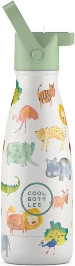 Cool Bottles African Safari 260ml Luxe drinkfles met rietje Schoolbeker kinderen Schoolfles RoestvrijStaal HandwasAlleen StijlvolDesign Kindvriendelijk