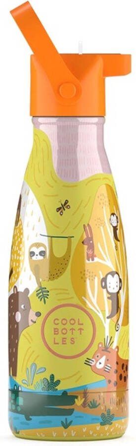 Cool Bottles Jungle Park 260ml Luxe drinkfles met rietje Schoolbeker kinderen Schoolfles RoestvrijStaal HandwasAlleen StijlvolDesign Kindvriendelijk
