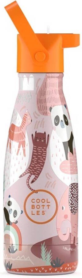 Cool Bottles Panda Pang 260ml Luxe drinkfles met rietje Schoolbeker kinderen Schoolfles RoestvrijStaal HandwasAlleen StijlvolDesign Kindvriendelijk