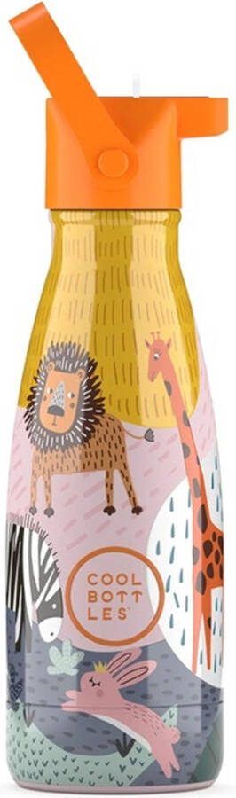 Cool Bottles Savannah Kingdom 260ml Luxe drinkfles met rietje Schoolbeker kinderen Schoolfles RoestvrijStaal HandwasAlleen StijlvolDesign Kindvriendelijk