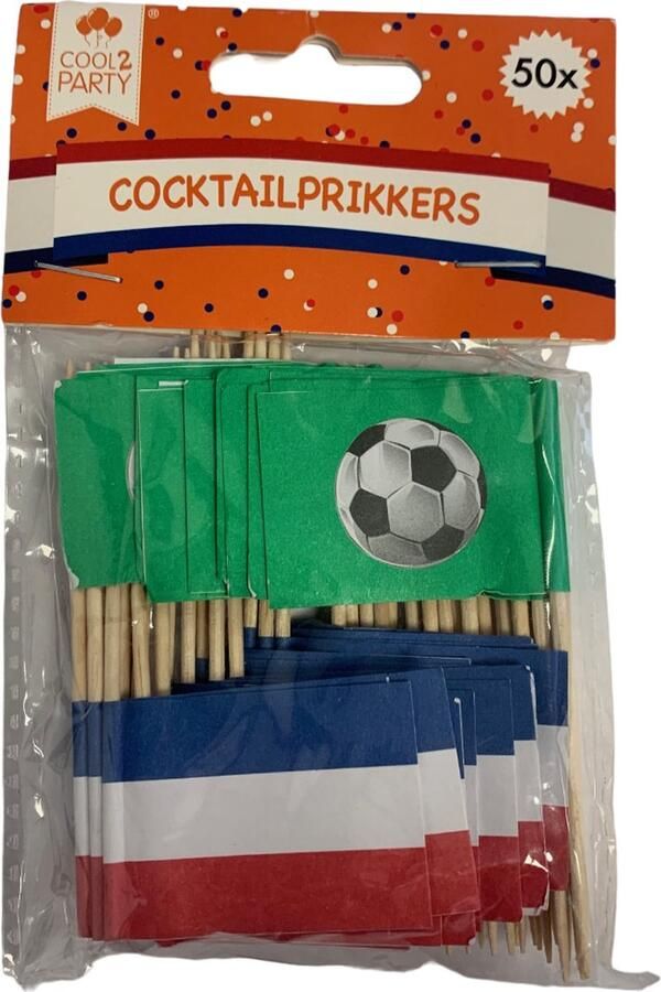 Cool2party Cocktailprikkers Voetbal 50 stuks Holland Nederland WK EK voetbal accessoires