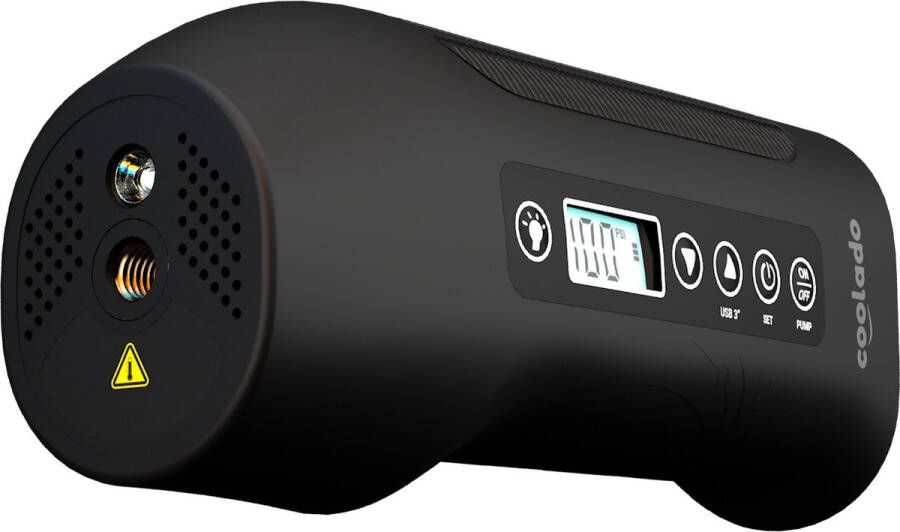 Coolado tPump XL Oplaadbare Mini Compressor voor banden Elektrische Bandenpomp Fietsband oppompen in 12 sec SUPERSNEL Fiets tot Camper Caravan Auto Motorfiets Scooters tClamp adapter met ontluchtingsklep Powerbank 2 cilinders
