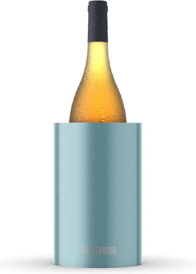 Coolenator Wijnkoeler – Champagnekoeler – Flessenkoeler met Uniek Uitneembaar Vrieselement – Hoogwaardig Aluminium – Metallic Blauw