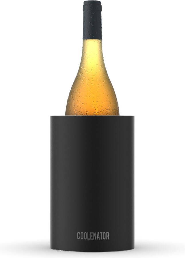 Coolenator Wijnkoeler – Champagnekoeler – Flessenkoeler met Uniek Uitneembaar Vrieselement – Hoogwaardig Aluminium – Zwart