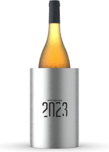 Coolenator champagnekoeler Zilver Nieuw Jaar 2023 – wijnkoeler – flessenkoeler – met vrieselement