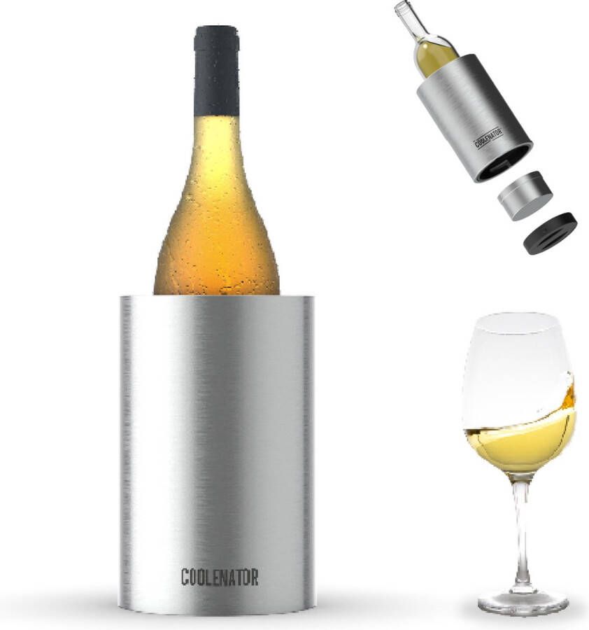 Coolenator Wijnkoeler – Champagnekoeler – Flessenkoeler met Uniek Uitneembaar Vrieselement – Hoogwaardig Aluminium – Polka Dot