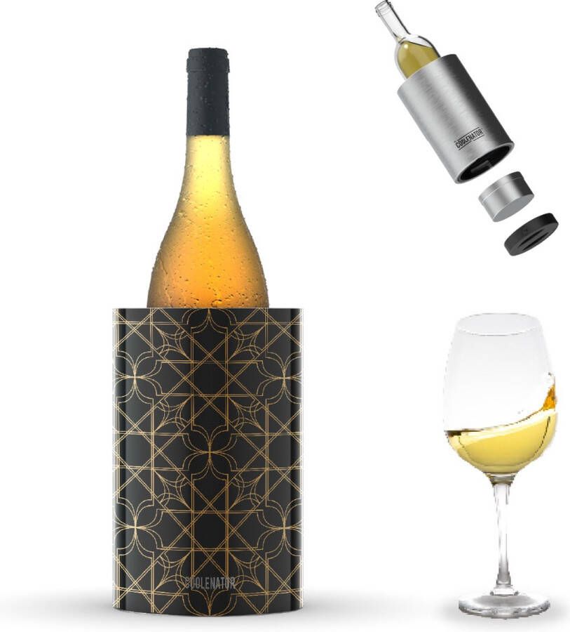 Coolenator Wijnkoeler – Champagnekoeler – Flessenkoeler met Uniek Uitneembaar Vrieselement – Hoogwaardig Aluminium – Gatsby Gold