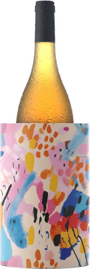 Coolenator Wijnkoeler – Champagnekoeler – Flessenkoeler met Uniek Uitneembaar Vrieselement – Hoogwaardig Aluminium – Collage Pattern