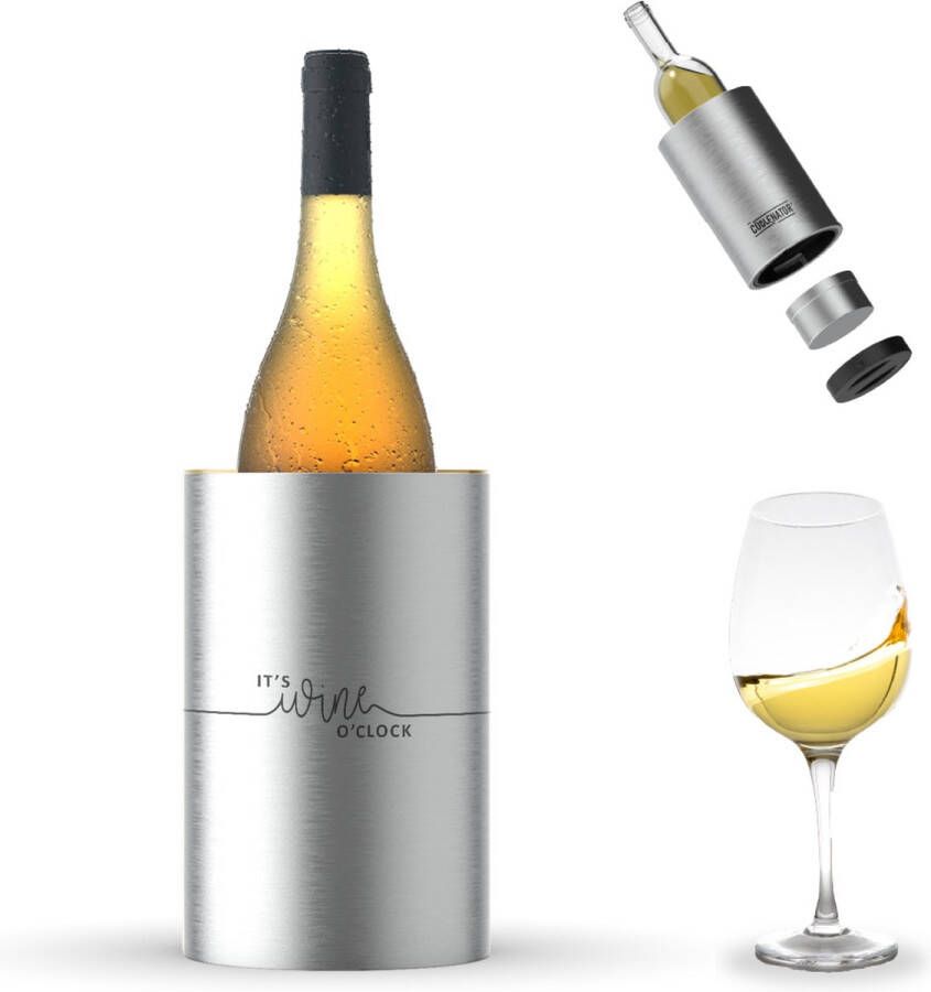Coolenator Wijnkoeler – Champagnekoeler – Flessenkoeler met Uniek Uitneembaar Vrieselement – Hoogwaardig Aluminium – Wine O'clock