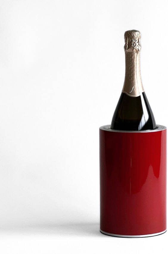 Coolenator Wijnkoeler – Champagnekoeler – Flessenkoeler met Uniek Uitneembaar Vrieselement – Hoogwaardig Aluminium – Ruby Red