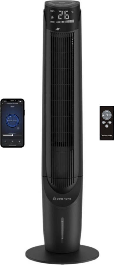 CoolHome AC2208 Aircooler- Luchtkoeler met draaifunctie Afstandsbediening en App Incl. Koelelementen 108 CM Dimbaar LED scherm Zwart