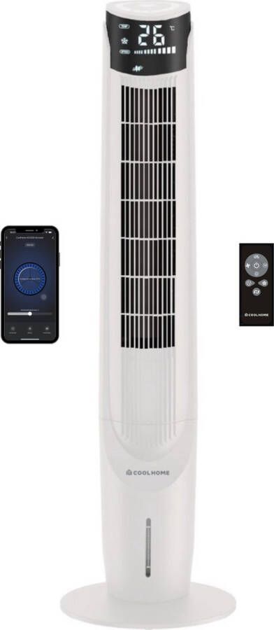 CoolHome AC2209 Aircooler- Luchtkoeler met draaifunctie Met App en Afstandsbediening Incl. Koelelementen 108 CM Dimbaar LED scherm Wit