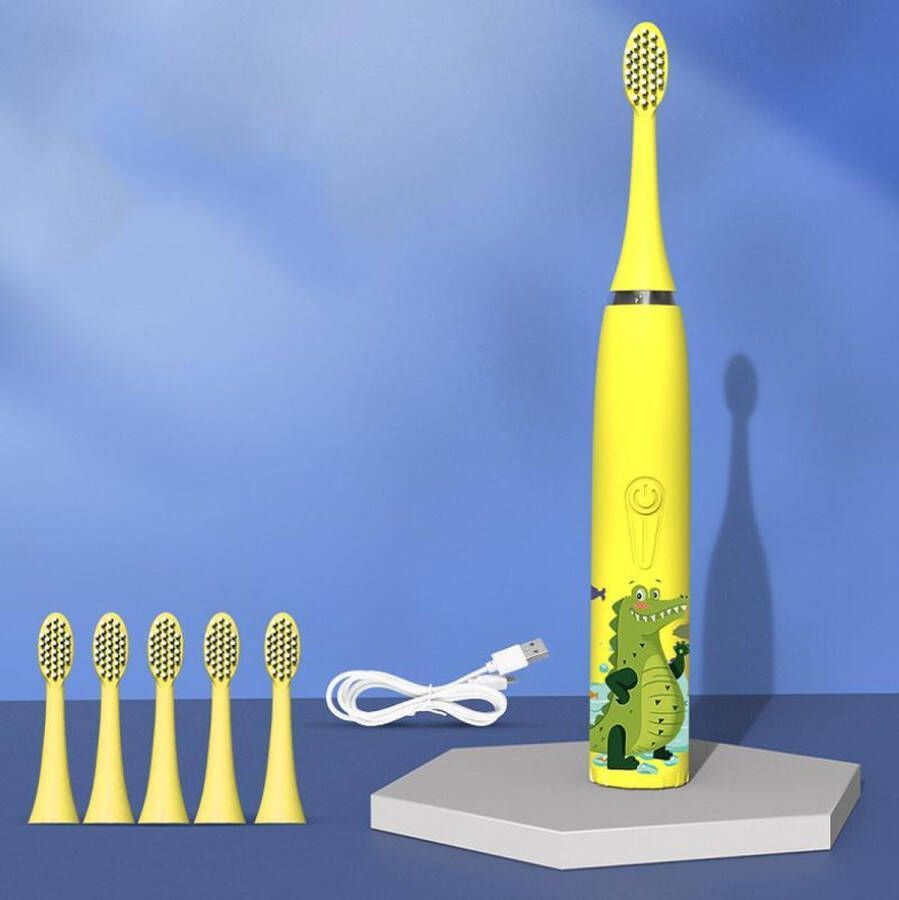 CoolHome Sonic Draakje- Elektrische Tandenborstel geschikt voor Peuters en Kinderen Kindertandenborstel Geel