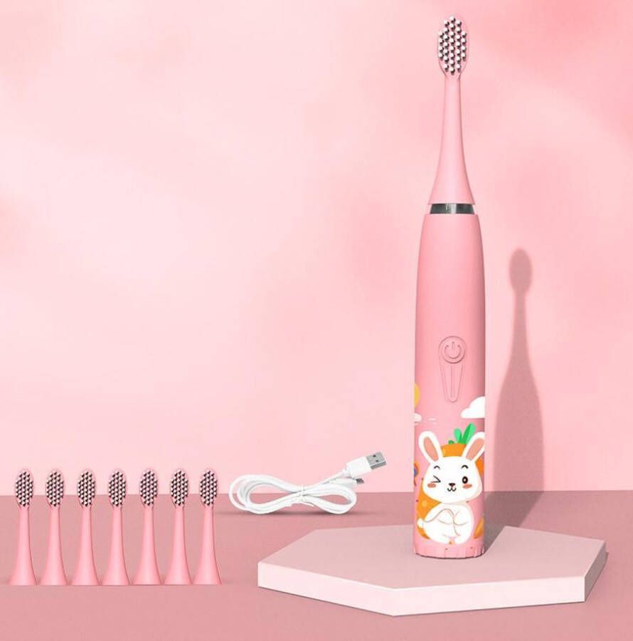 CoolHome Sonic Konijntje Elektrische Tandenborstel geschikt voor Peuters en Kinderen Kindertandenborstel Roze