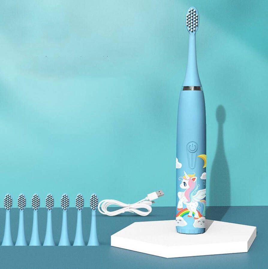 CoolHome Sonic Unicorn Elektrische Tandenborstel geschikt voor Peuters en Kinderen Kindertandenborstel Licht blauw