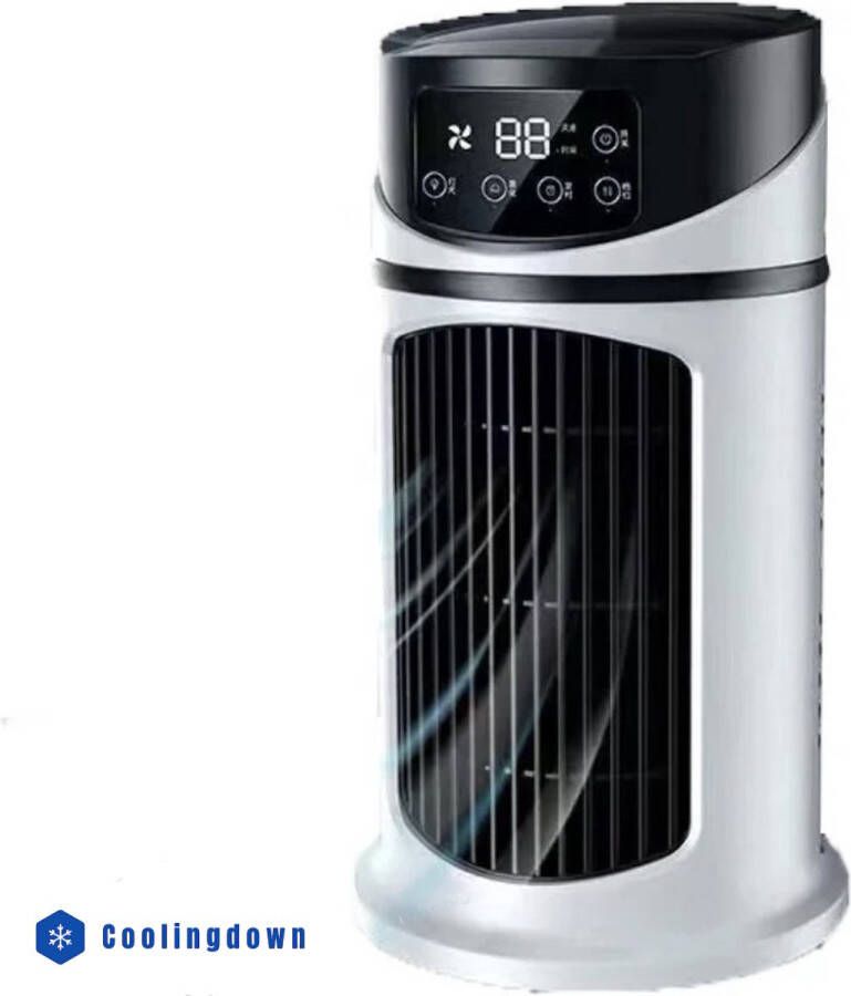 Coolingdown air cooler luchtbevochtiging ventileren koelen in 1 mini airco USB portal draagbaar koelventilator led verplichting rainbow colour timer clock 200 Celsius motor