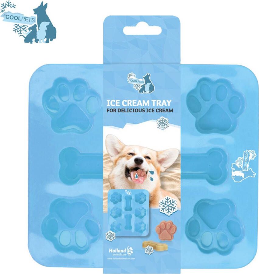 Coolpets Dog Ice Mix Tray Voor het maken van ijs Geschikt als bakvormpjes – Pootvormig Tray met 8 vormpjes – Hondenijsjes – Hondenkoekjes Blauw