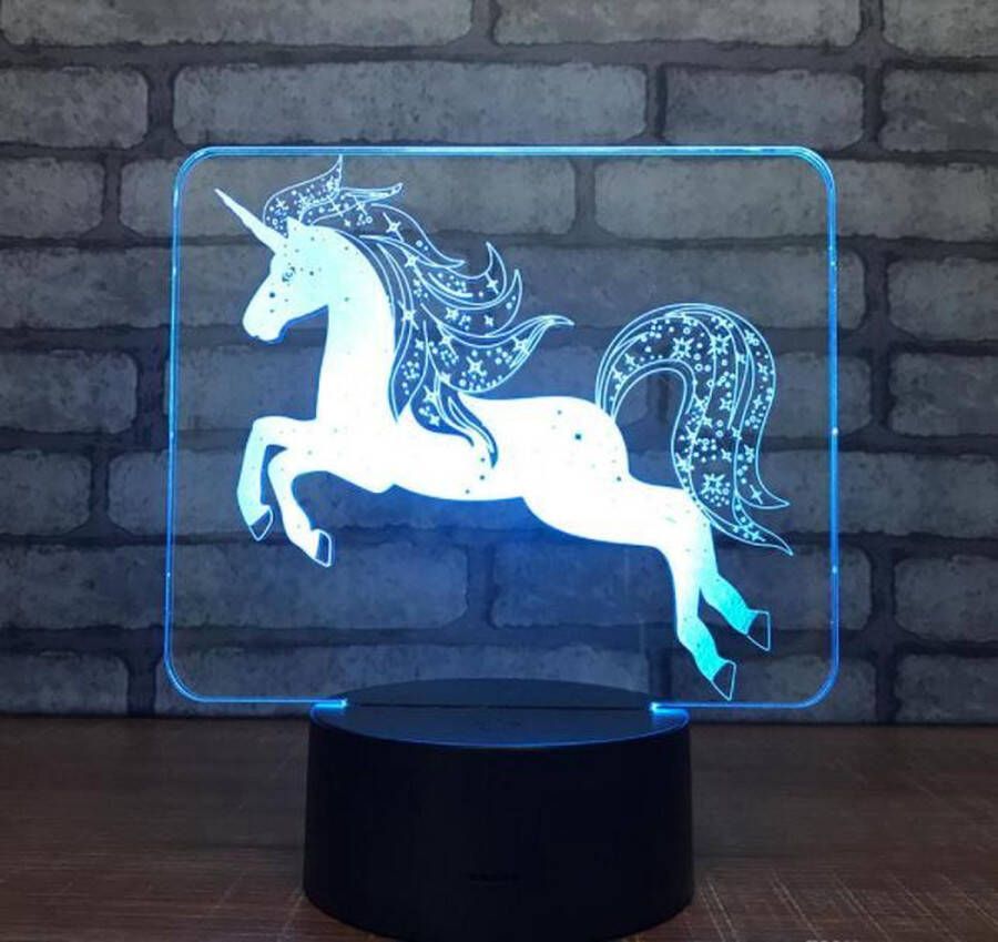 Coolsable 3D Illusie Nacht Lamp Eenhoorn met 7 Kleuren I Nachtlampje Voor Volwassen Kinderen & Baby's I Met Aanraakbediening & Afstandsbediening