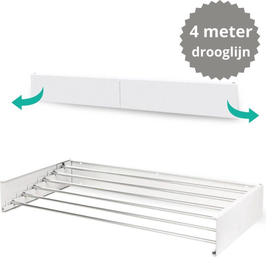 Coopley Premium Edition Wanddroogrek Wasrek Droogrek Inklapbaar Wanddroogrek Inklapbaar Droogrek Hangend Wasrek Hangend 80 CM 4M Drooglijn Wit