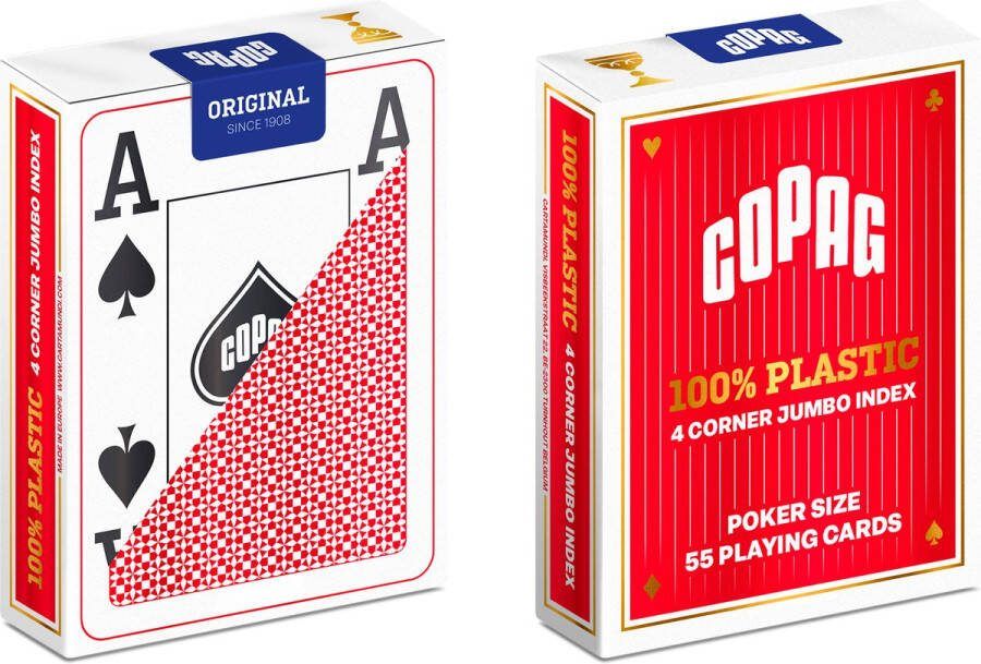 Copag Plastic speelkaarten Rood 4 hoeken