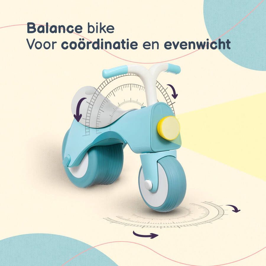 Corbeta Loopfiets baby blauw- Balansfiets optimale balans Looptrainer inclusief licht Loopauto inclusief geluid Loopmotor bestseller Blauw