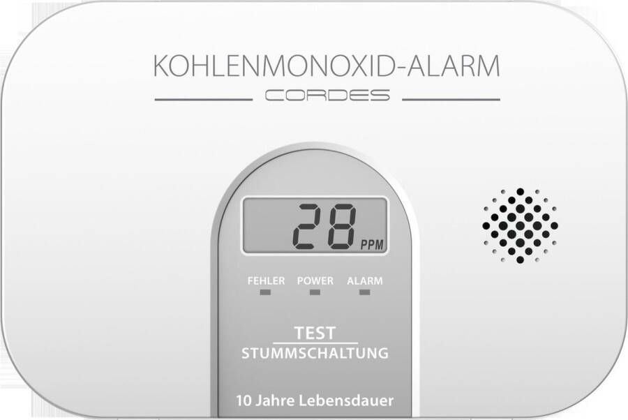 Cordes Haussicherheit CC-4100 Koolmonoxidemelder werkt op batterijen Detectie van Koolmonoxide