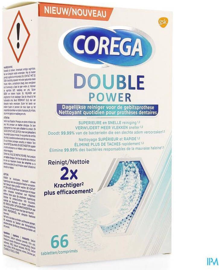 Corega double power reinigingstabletten 66st