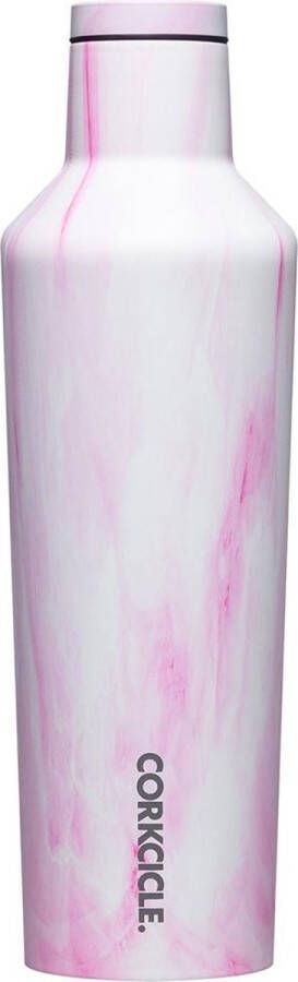 Corkcicle Canteen 475ml 16oz Pink Marble Roestvrijstaal Waterfles en Thermosfles 3wandig 25uur koud en 12uur warm BPA vrij grote opening voor ijsklontjes