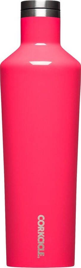 Corkcicle Canteen 750ml Gloss Flamingo Roestvrijstaal 25oz. Waterfles en Thermosfles 3wandig 25uur koud en 12uur warm BPA vrij grote opening voor ijsklontjes