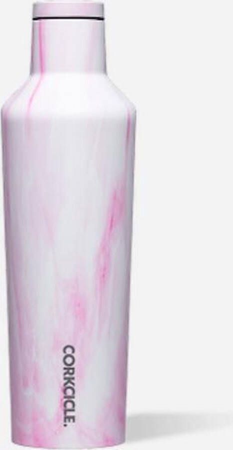 Corkcicle Canteen 750ml Pink Marble Roestvrijstaal 25oz. Waterfles en Thermosfles 3wandig 25uur koud en 12uur warm BPA vrij grote opening voor ijsklontjes