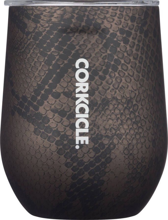 Corkcicle Stemless Cup Thermosbeker voor Wijn Koffie 355ml 12oz RATTLE (Soft Touch) Roestvrijstaal Bruin driewandig