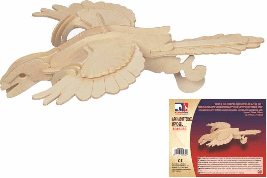Cornelissen Houten dieren 3D puzzel Archaeopteryx dinosaurus vogel Speelgoed bouwpakket 28 x 23 x 9 5 cm