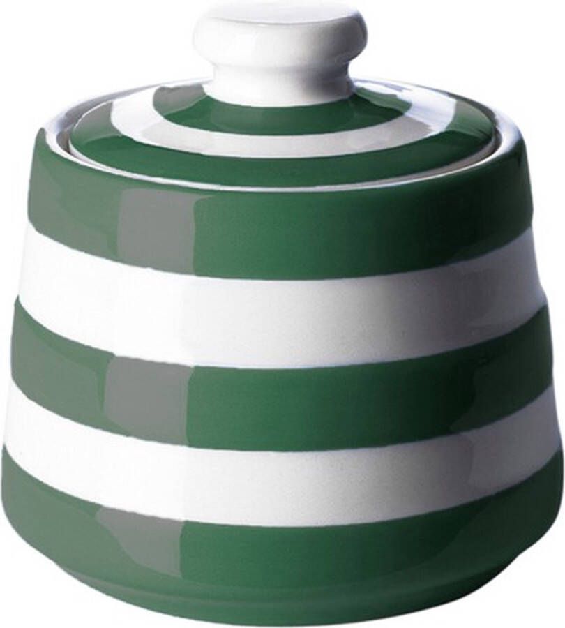 Cornishware Adder Green Sugar Bowl-Suikerpot groen wit gestreept Vaatwasserbestendig kerst suikerpot kerstservies