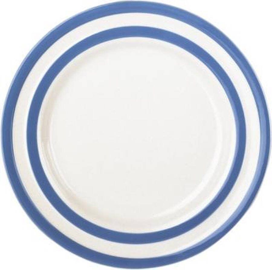 Cornishware Cornishblue gebaksbordjes set van vier 17cm Side dish blauw wit gestreepte bordjes handbeschilderd