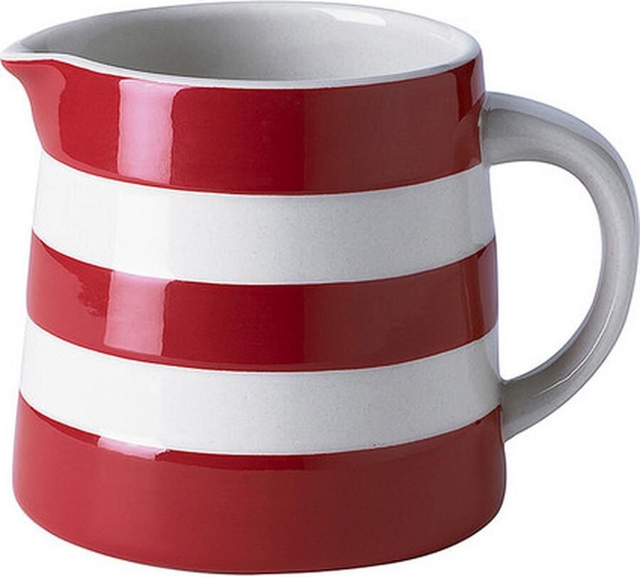 Cornishware Red melkkannetje 280ml Cornish Red kan 280ml Vaatwasserbestendig Rood wit gestreept
