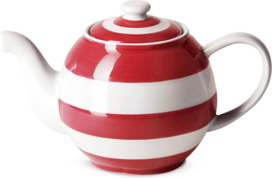 Cornishware Red Betty theepot 30cl rood wit gestreept tea for one rood servies