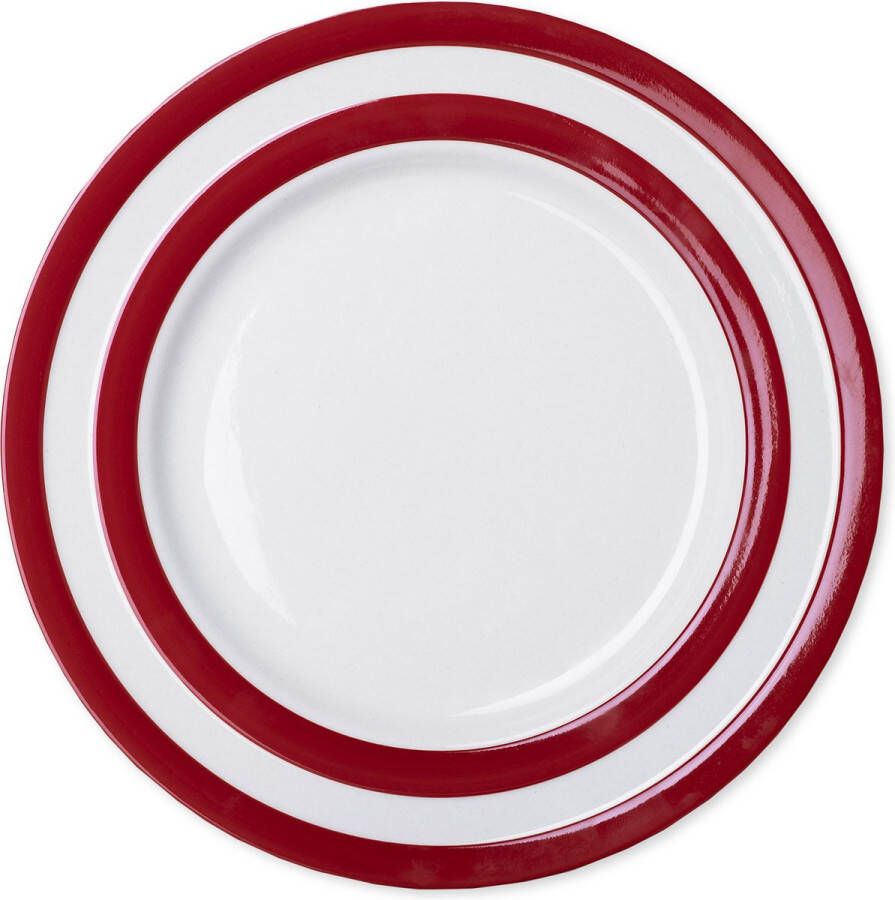 Cornishware Red dinerbord ⌀ 28cm rood wit gestreept bord aardewerk