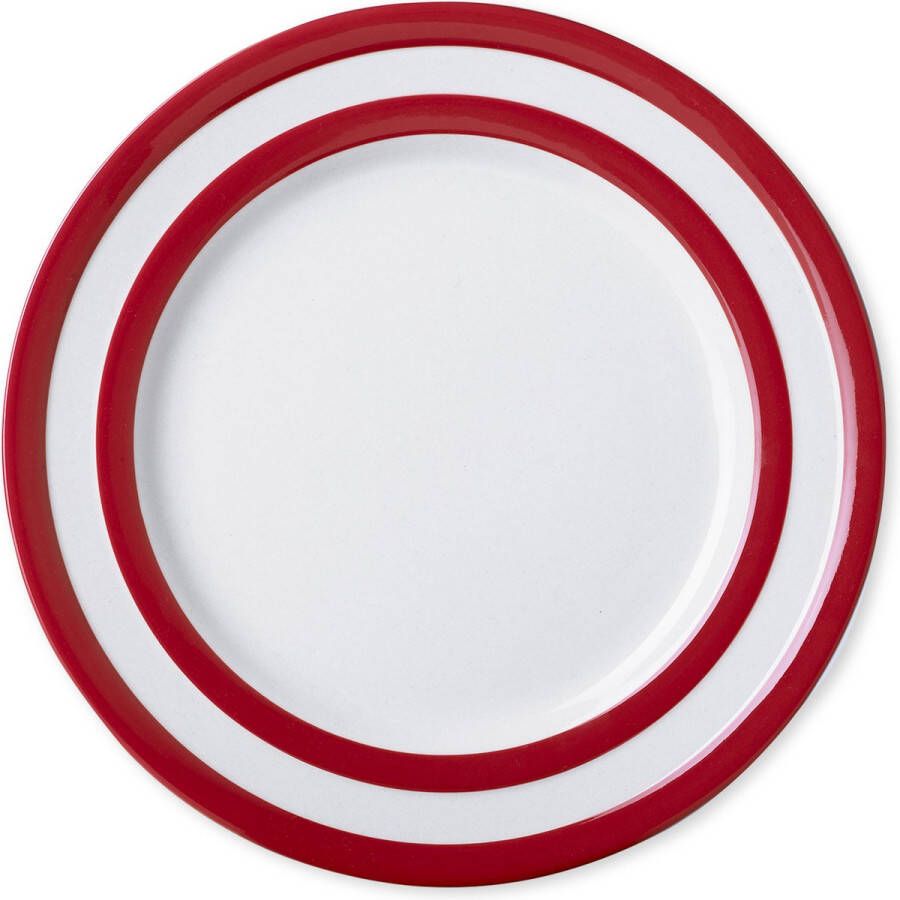 Cornishware Red gebaksbord (1) ⌀17cm rood wit gestreept Cornish Red bordje aardewerk