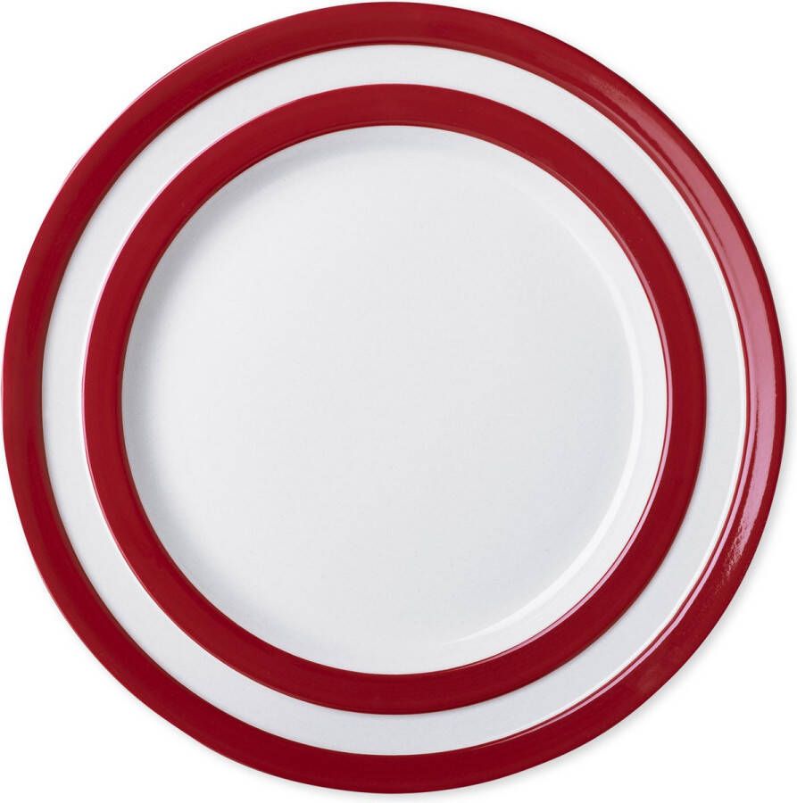 Cornishware Red lunchbord ⌀ 24.5cm rood wit gestreept bord klein dinerbord