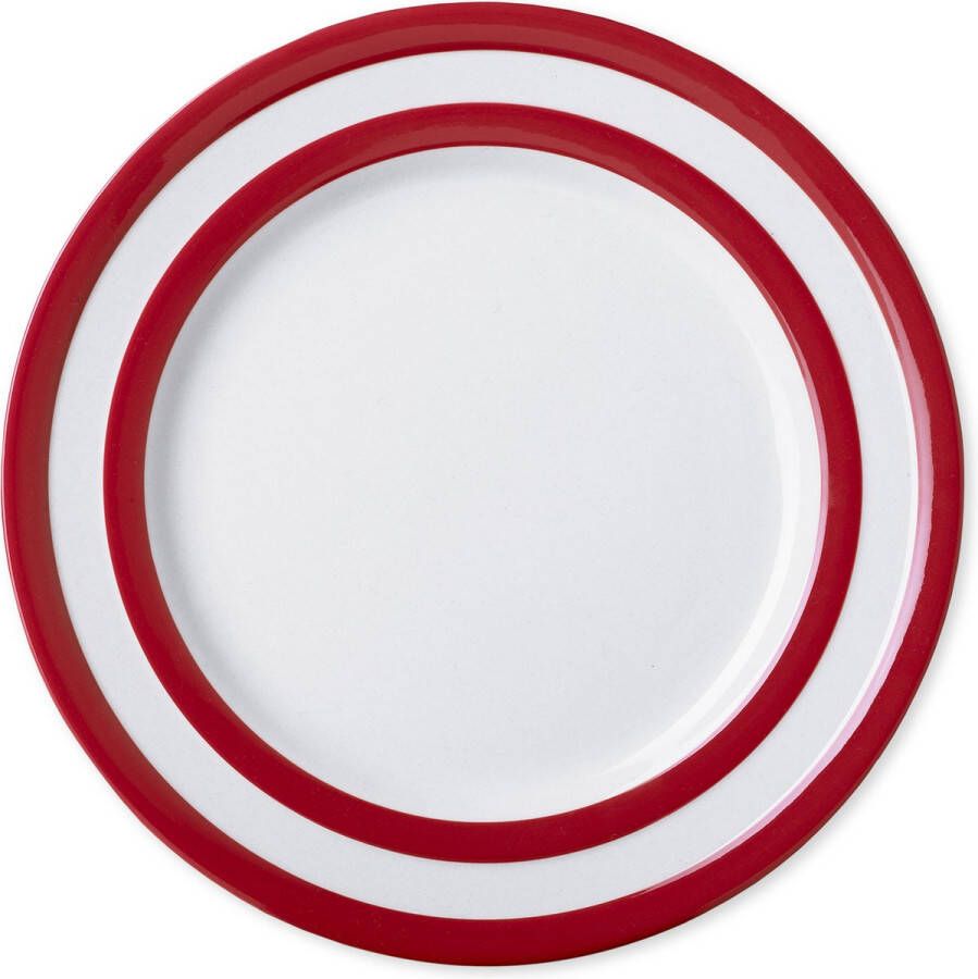 Cornishware Red ontbijtbord ⌀ 22cm rood wit gestreept bord