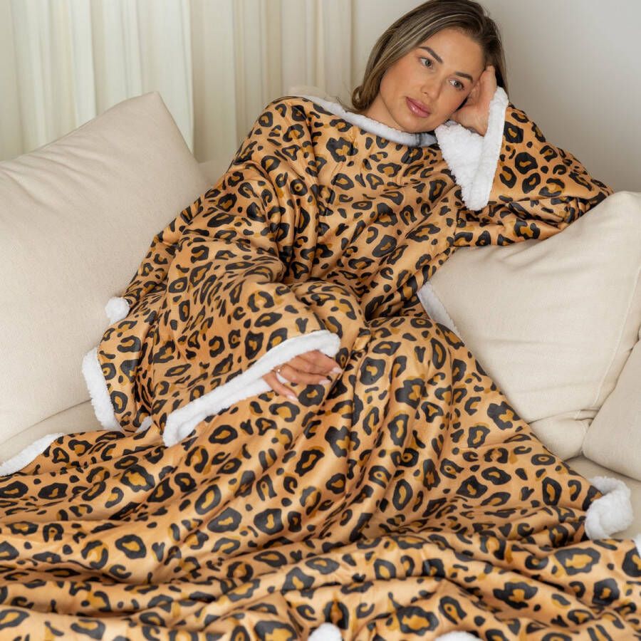 Cosas Snuggie Deken Met Mouwen Fleece Deken Fleece Deken Met Mouwen Tijger Plaid Met Mouwen Snugle TV Deken Deken Met Mouwen Voor Volwassenen Plaid Luipaard Dubbele Voering Thuiswerken 180x130 cm Hoodie Hoodie deken