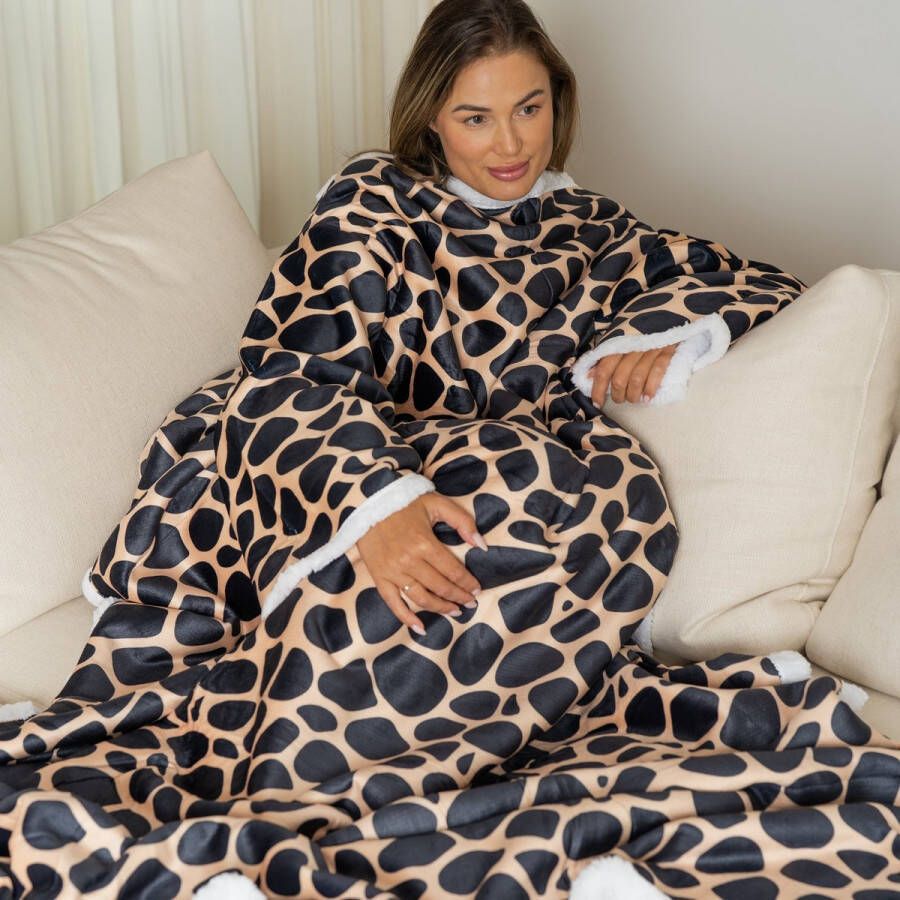 Cosas Snuggie Deken Met Mouwen Fleece Deken Fleece Deken Met Mouwen Giraffe Plaid Met Mouwen Snugle TV Deken Deken Met Mouwen Voor Volwassenen Plaid 100% Polyester Dubbele Voering Thuiswerken 180x130 cm Hoodie Hoodie deken