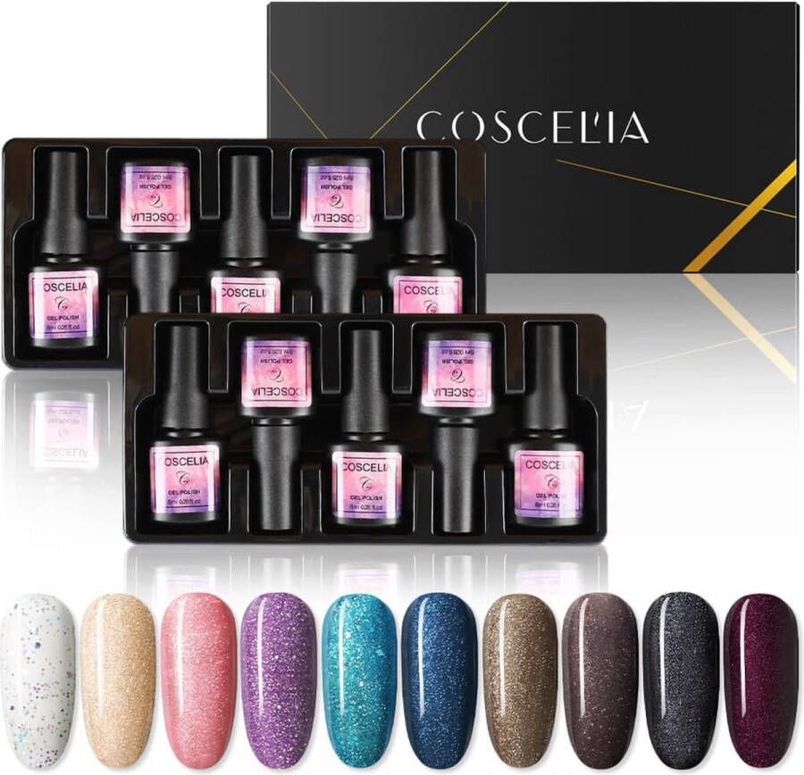 Coscelia Professional 10 kleuren Gellak Gel Nagellak Gellakset Nagelset Manicureset 10 kleuren Gel Polish Gelnagels Nagellak Gelnagel kit