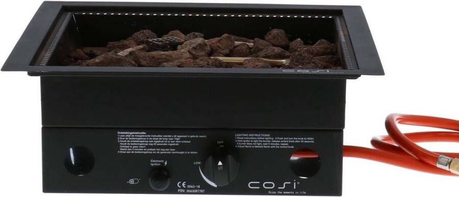 Cosi burner Square Black Inbouwbrander Vierkant 40x40x16 5 Cm Zwart