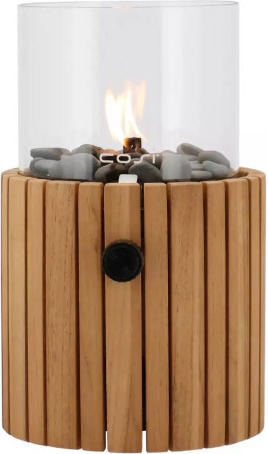 Cosi scoop Timber Round Gaslantaarn Unieke sfeermaker Voor binnen en buiten Inclusief glas en kiezelstenen