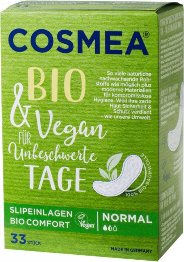 Cosmea 4 x 33 inlegkruisjes NORMAAL 132 stuks absorberend biologisch katoen en vegan zonder parfum multipack