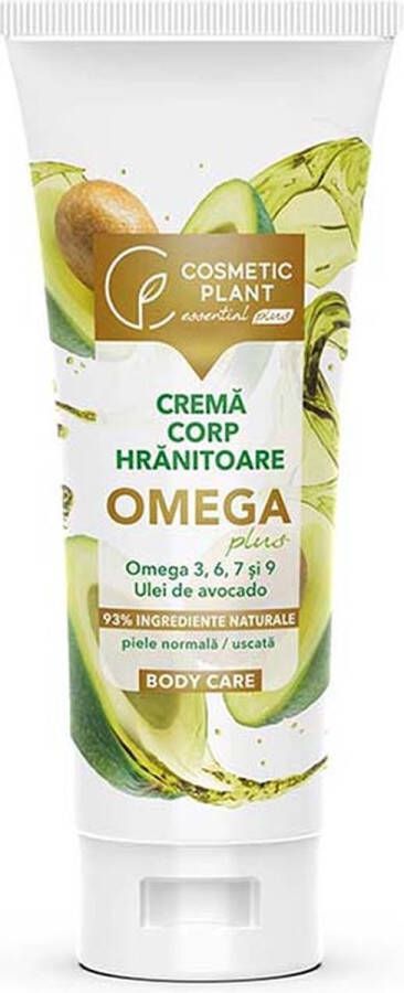 Cosmetic Plant OMEGA Plus Nourishing Body Cream with Omega 3 6 7 9 & Avocado Oil 200ml for Normal Dry Skin 93% natural ingredients