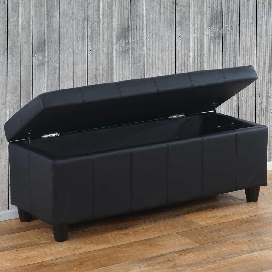Cosmo Casa Kriens opbergkist- Bank- Imitatieleer- 45x114x45 cm -Mat zwart